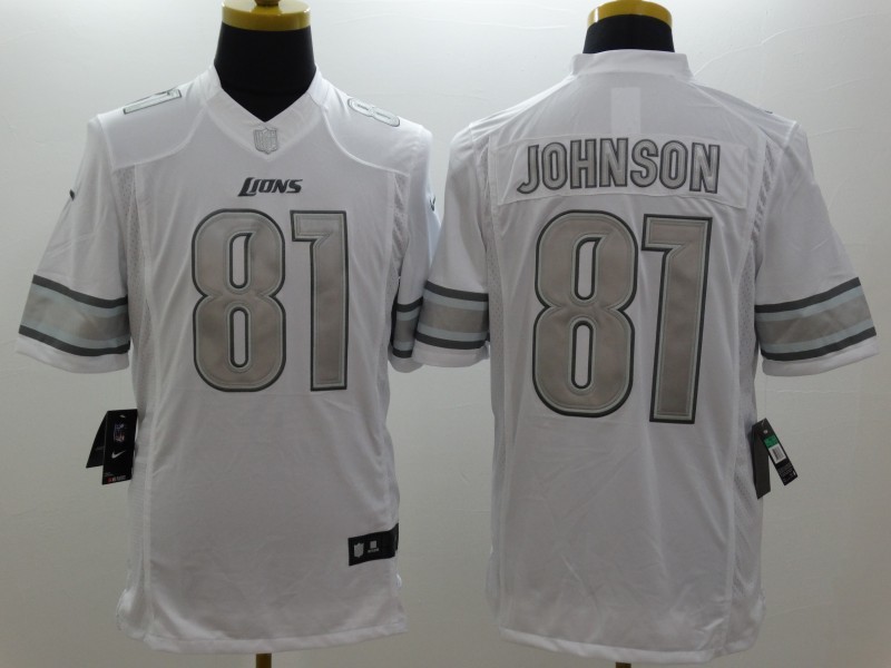 Men's Detroit Lions Calvin Johnson #81 White Jersey